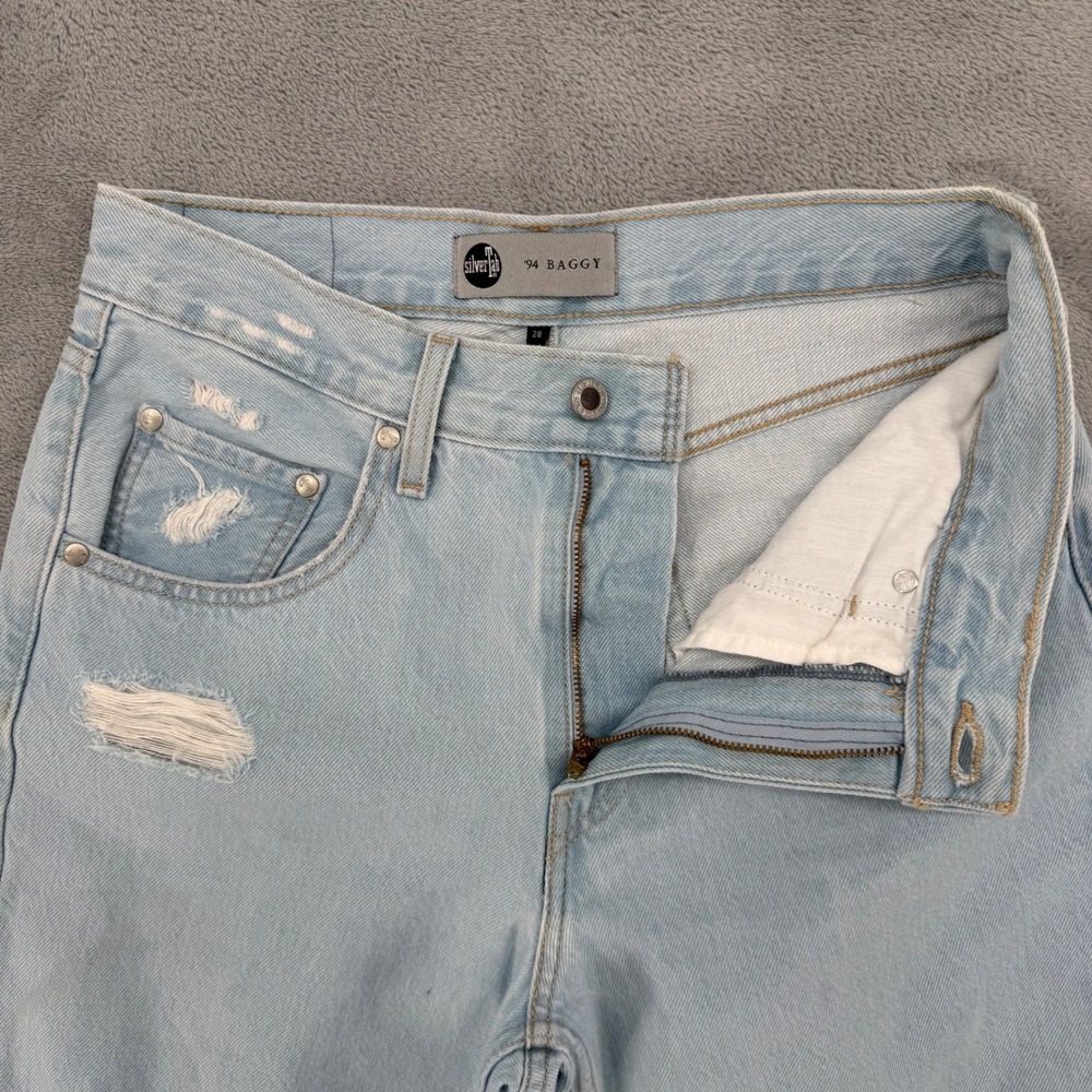 Levis Silver Tab 94 Baggy Light Wash Distressed Denim‎ Jeans Women's Size 28 - Picture 8 of 16